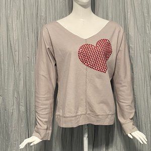Wet Seal - Heart V-Neck Sweatshirt